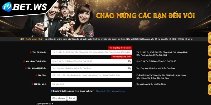 Đăng Ký I9BET 2 Điền thông tin đăng ký I9BET