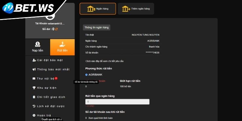 Phương thức nạp và rút tiền I9BET thu hồi thành quả